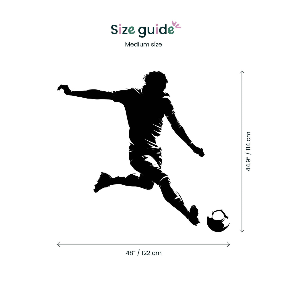 Football Player Wall Decal medium size guide