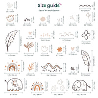 Boho Safari Animal Wall Decals size guide, part 2