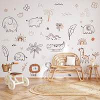 Boho Safari Animal Wall Decals in a children's room