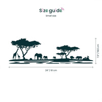 African Safari Silhouette Wall Decal small size guide