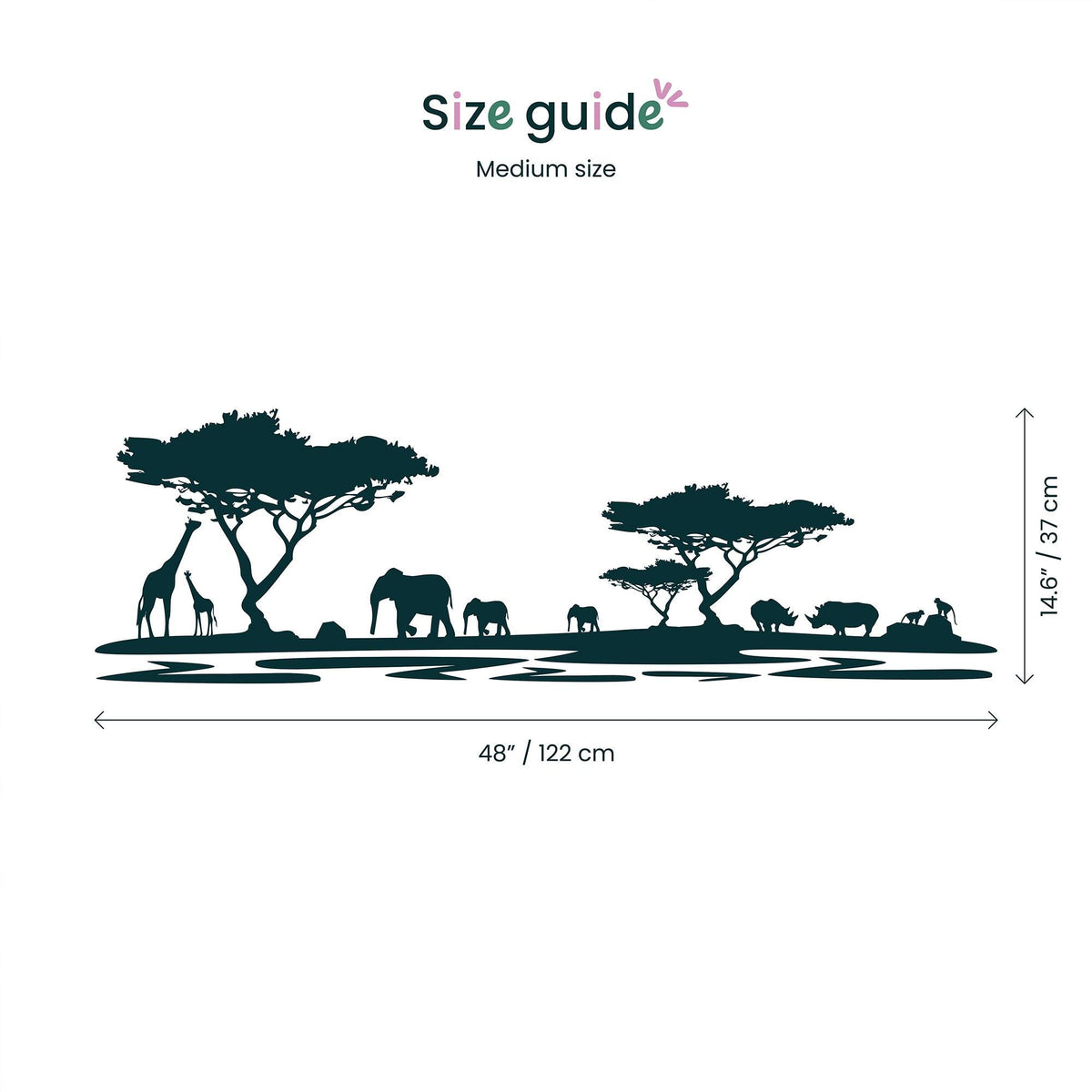 African Safari Silhouette Wall Decal medium size guide
