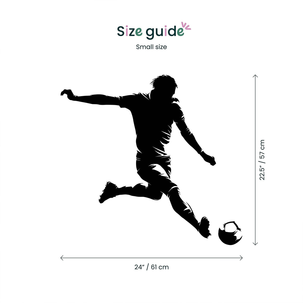 Football Player Wall Decal small size guide