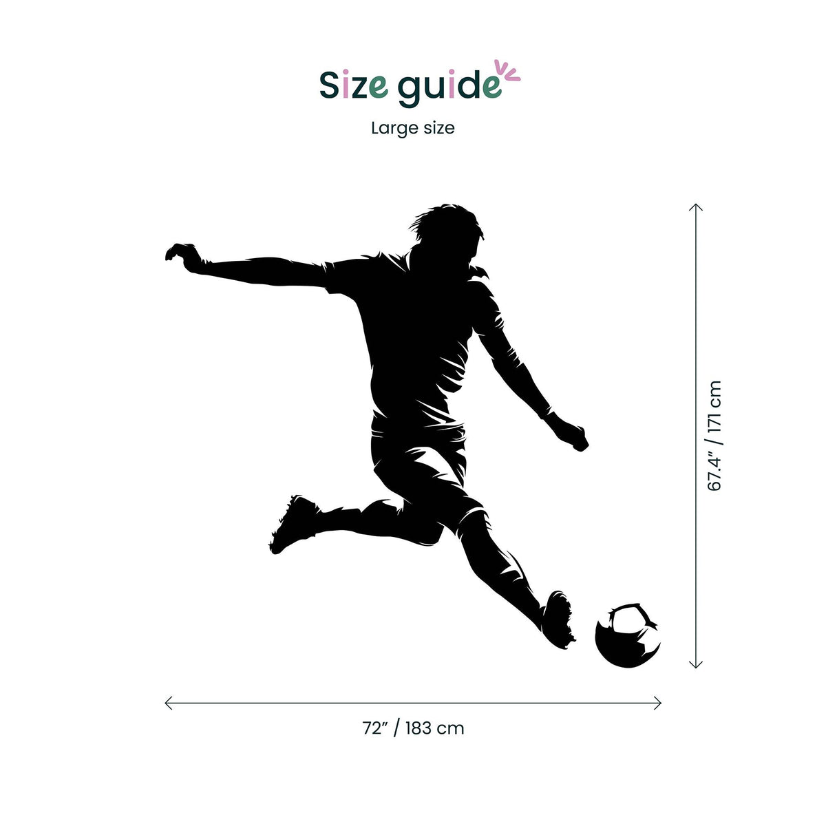 Football Player Wall Decal large size guide