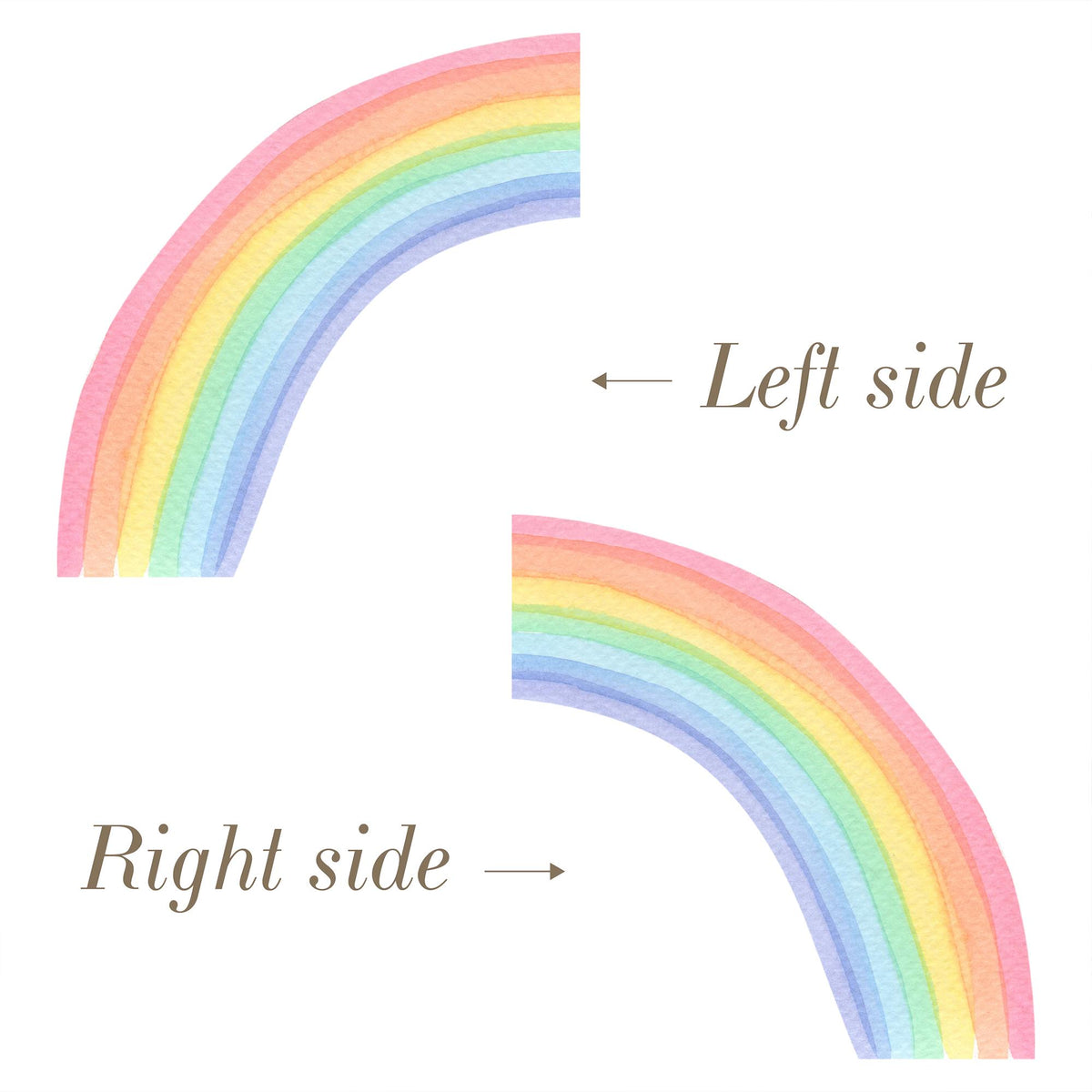 Watercolour Half Rainbow Wall Decal left and right versions