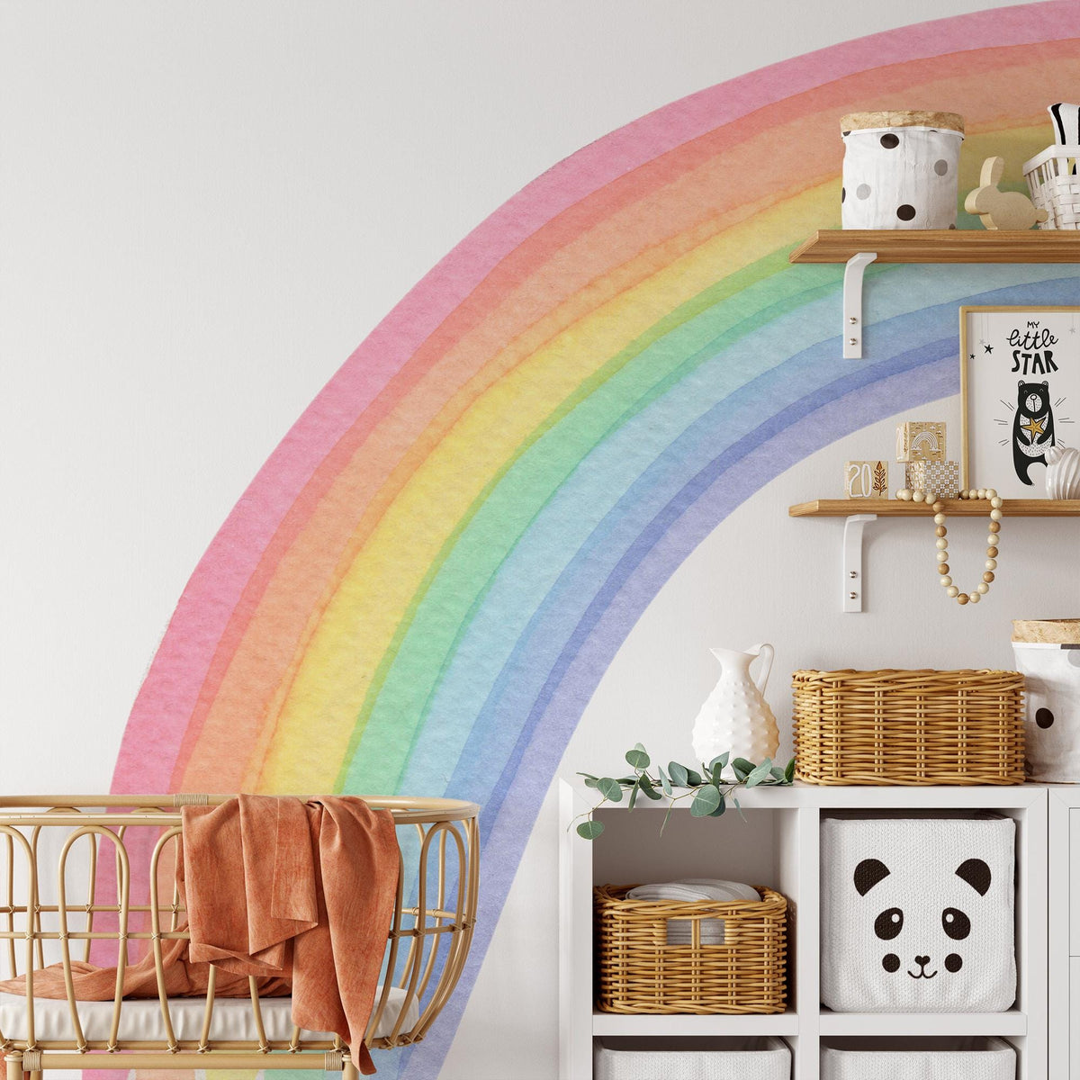Watercolour Half Rainbow Wall Decal in a nursery