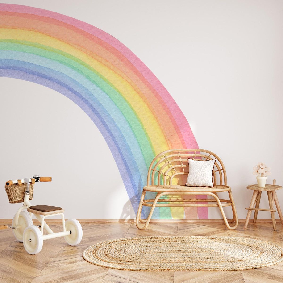 Watercolour Half Rainbow Wall Decal in a nursery
