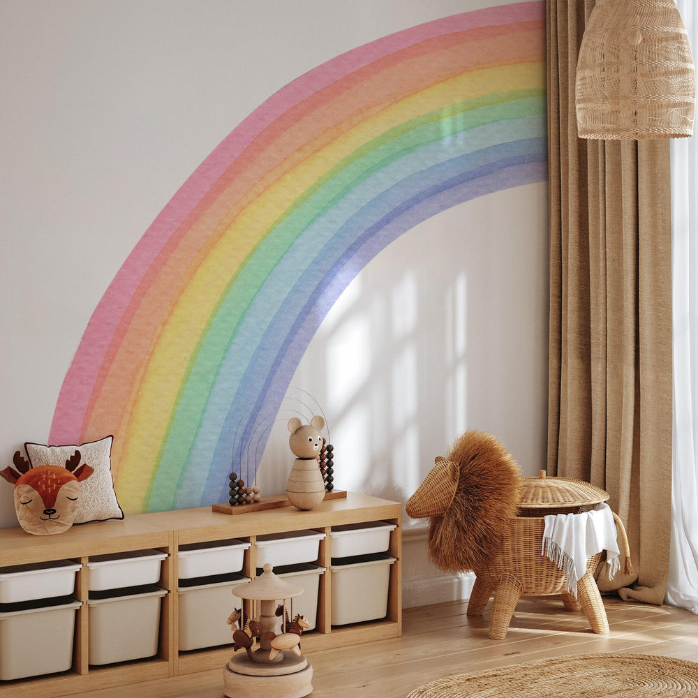 Watercolour Half Rainbow Wall Decal in a children's room