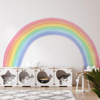 Watercolour Rainbow Wall Decal in a playroom