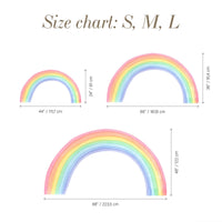 Watercolour Rainbow Wall Decal size guide S, M, L