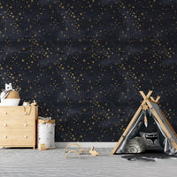 Celestial Starry Night Wallpaper behind a play tent
