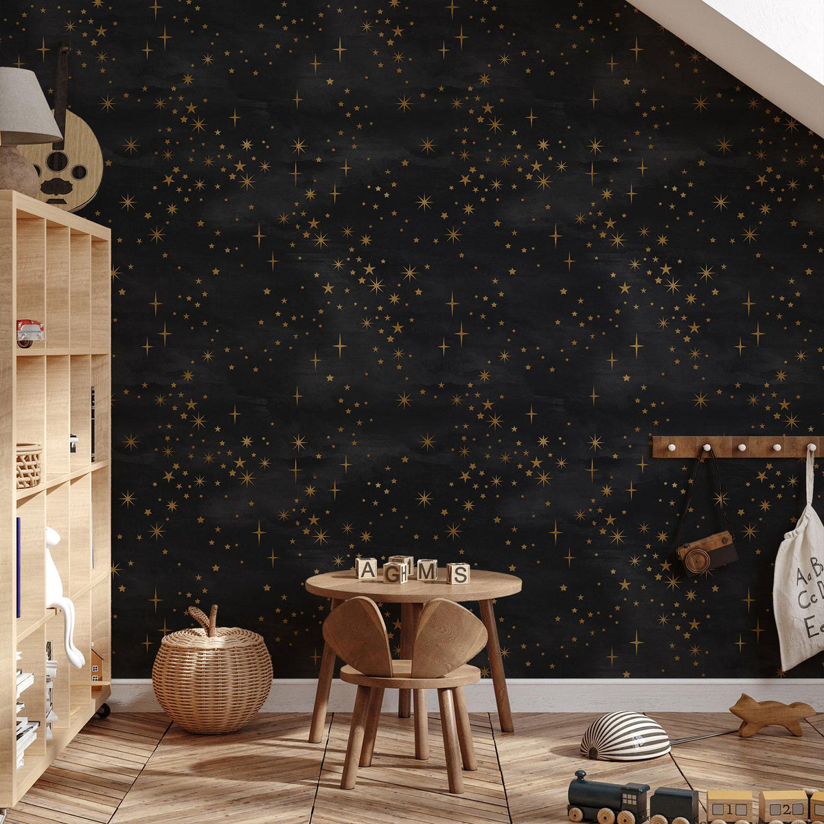 Celestial Starry Night Wallpaper in a playroom