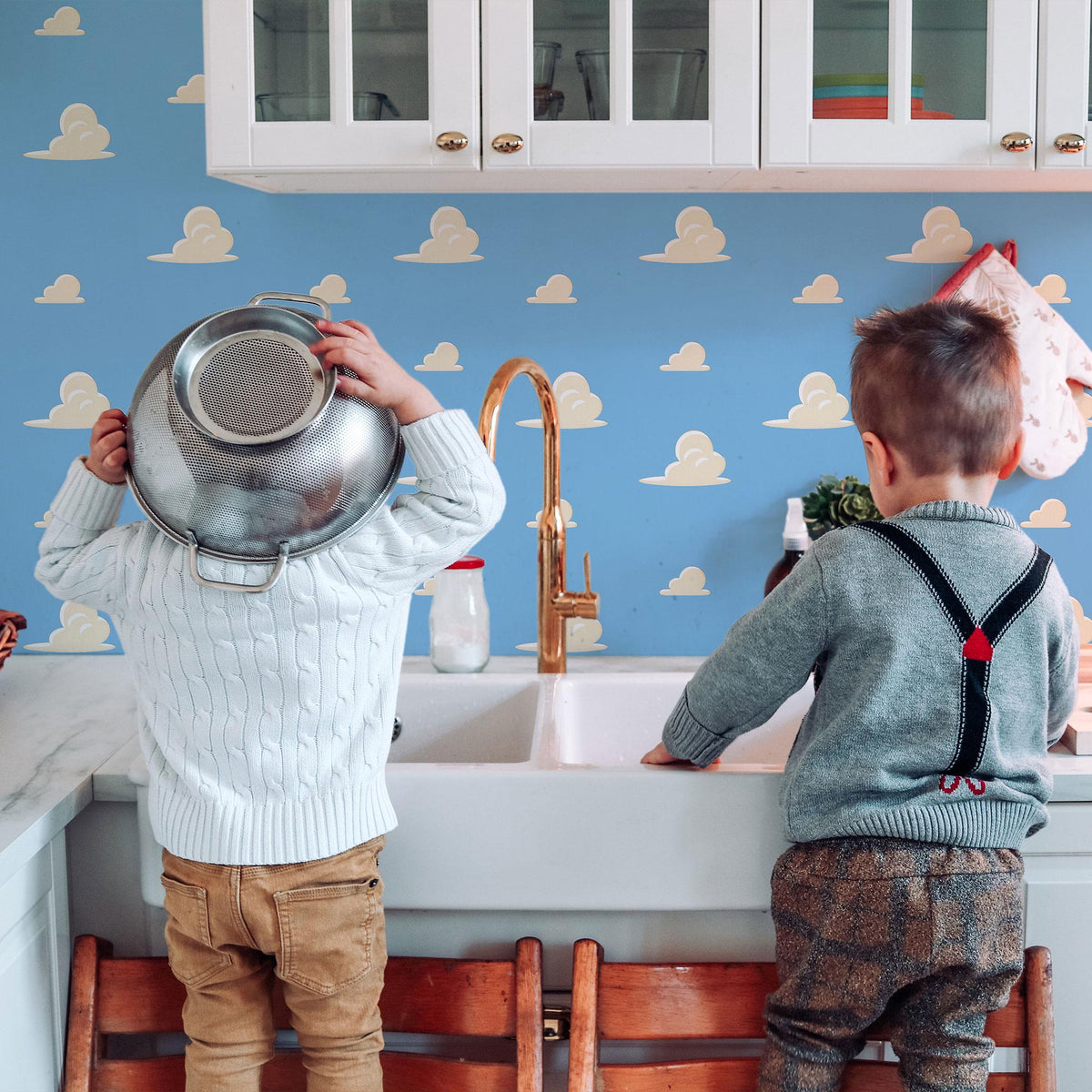 Blue Cloud Wallpaper in a kitchen
