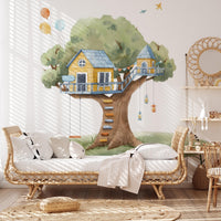 Treehouse Wall Decal behind a daybed