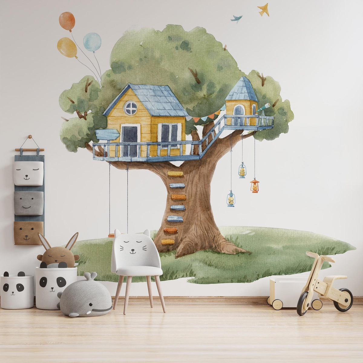 Treehouse Wall Decal beside a child's chair
