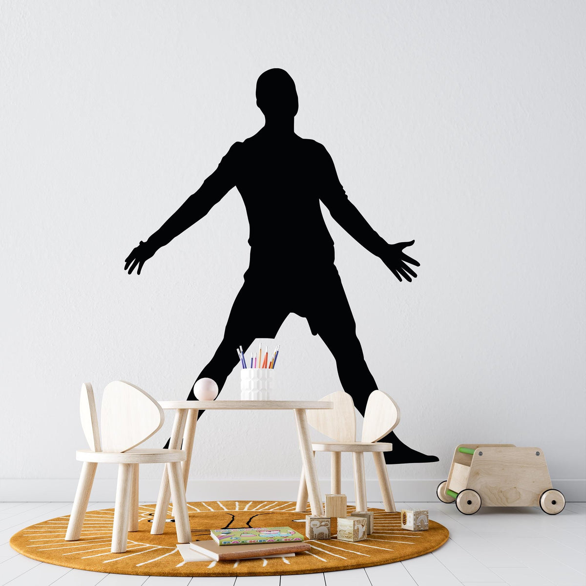Football Celebration Wall Decal in a kids' playroom