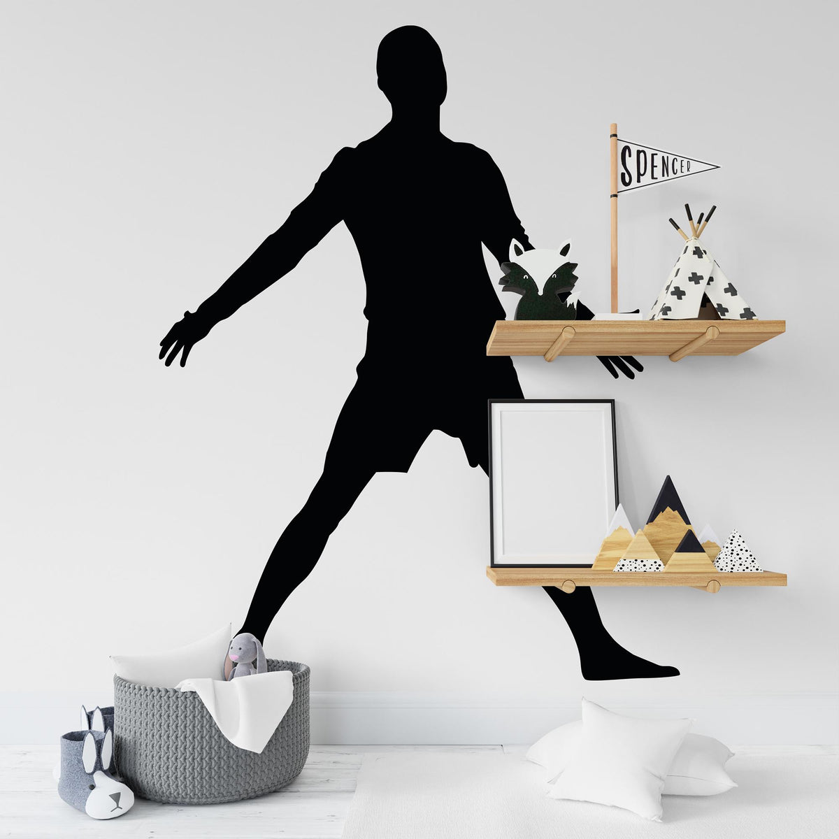 Football Celebration Wall Decal above shelves