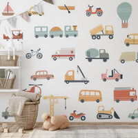 Cars and Trucks Wall Decals - Nursery Decor - Kids Room Stickers - Variety of vehicles - Clickwalls