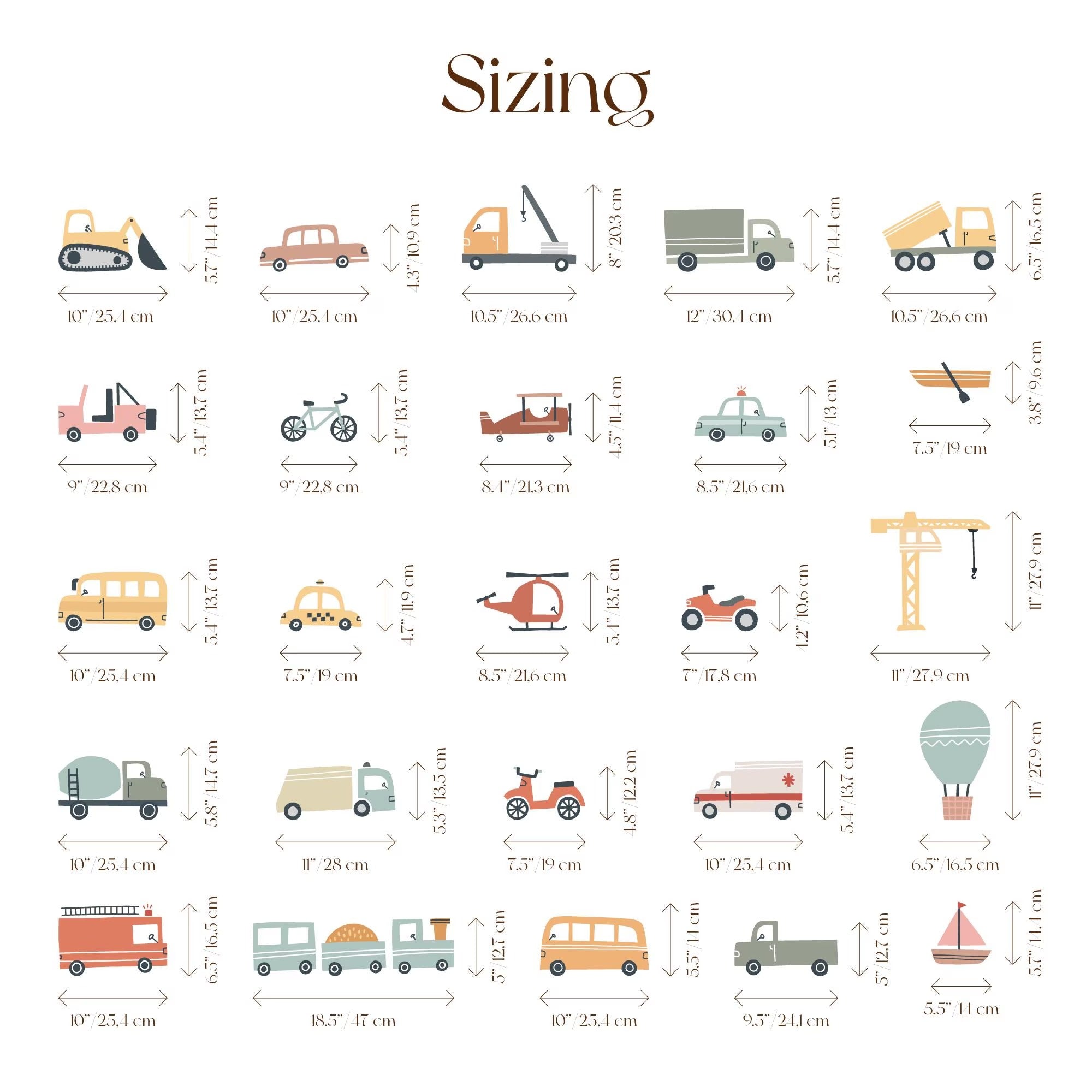 Cars and Trucks Wall Decals - Nursery Decor - Kids Room Stickers - Variety of vehicles - Clickwalls