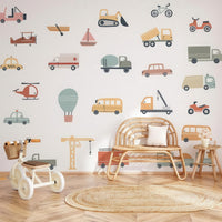 Cars and Trucks Wall Decals - Nursery Decor - Kids Room Stickers - Variety of vehicles - Clickwalls