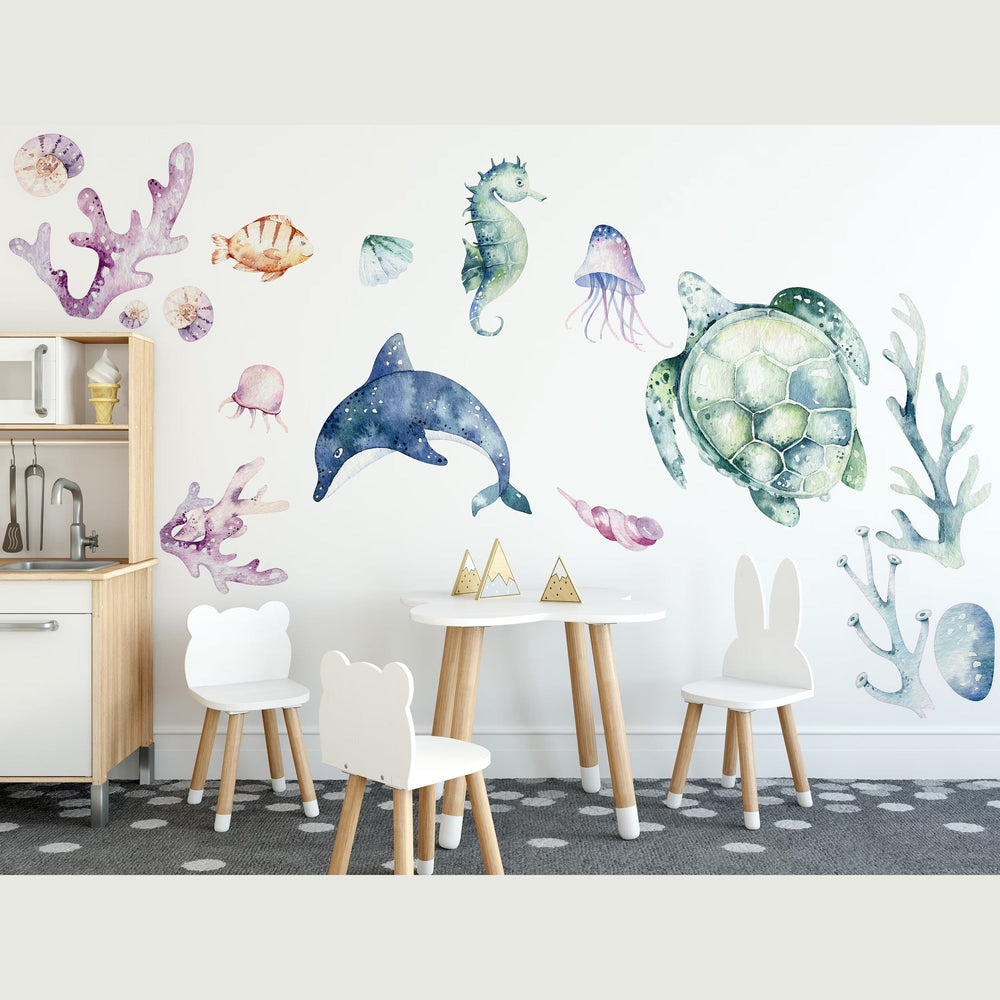Coral Reef Wall Decals in a children's room