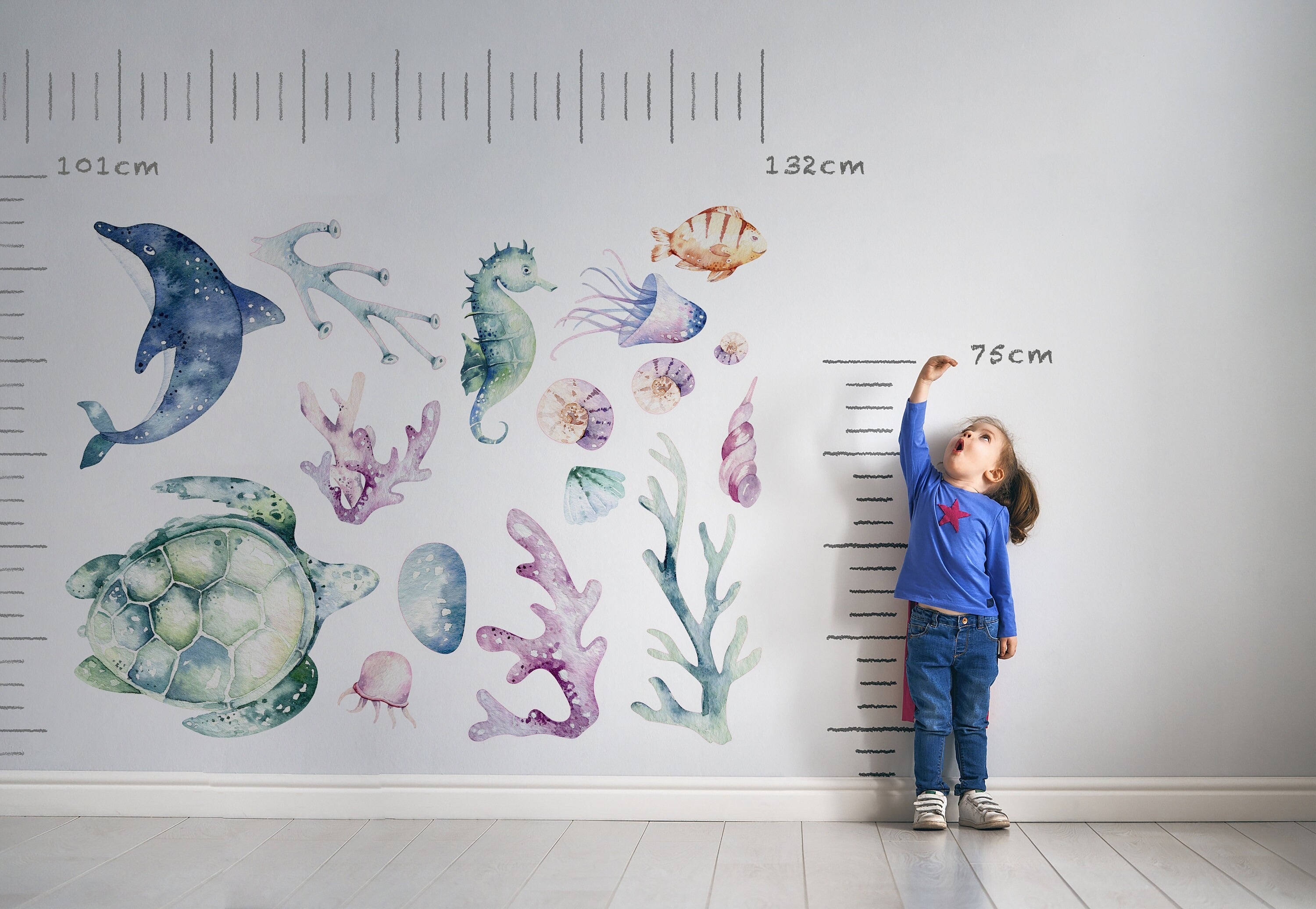 Ocean 2 Wall Decal - Watercolour Decal Set - Nursery Decor - Nursery wall stickers - Clickwalls