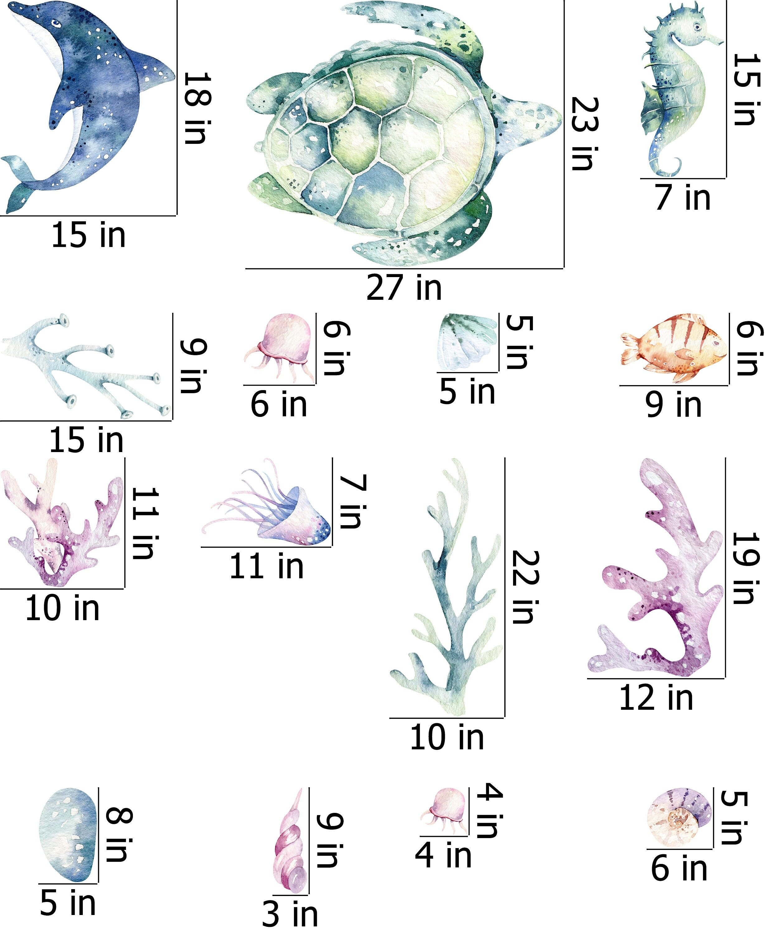 Ocean 2 Wall Decal - Watercolour Decal Set - Nursery Decor - Nursery wall stickers - Clickwalls