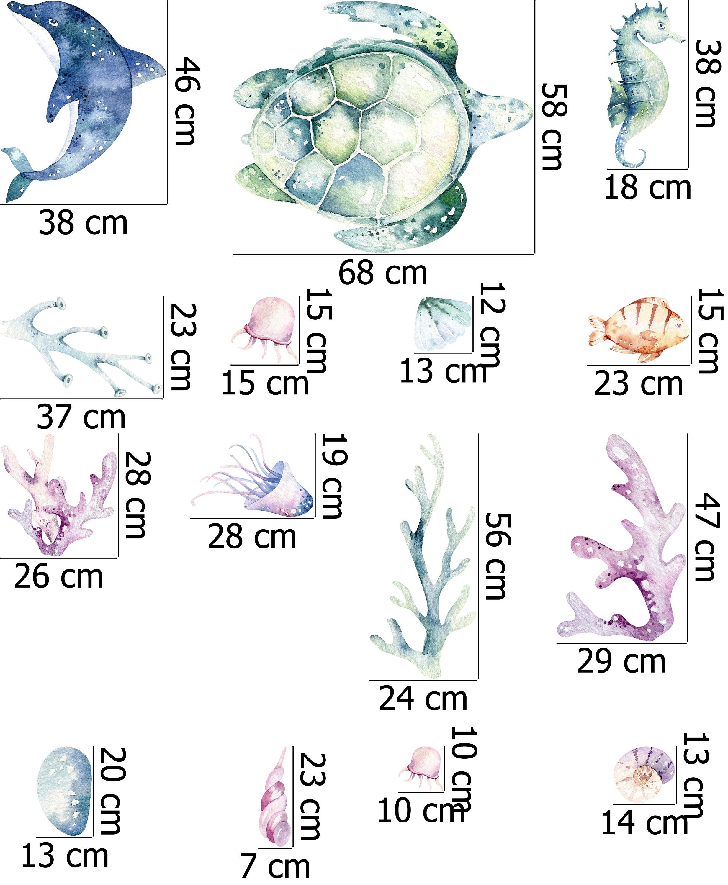 Ocean 2 Wall Decal - Watercolour Decal Set - Nursery Decor - Nursery wall stickers - Clickwalls