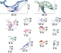 Ocean Wall Decal - Watercolour Sea Life Stickers - Colourful Ocean Theme - Clickwalls