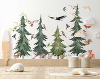 Large Forest Tree Wall Decal - Watercolour Wall Sticker, Nursery Mural, Forest Wall Decal, Peel and Stick Tree Decal - Clickwalls