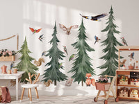 Large Forest Tree Wall Decal - Watercolour Wall Sticker, Nursery Mural, Forest Wall Decal, Peel and Stick Tree Decal - Clickwalls