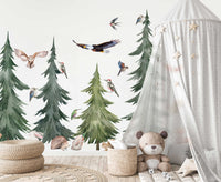 Large Forest Tree Wall Decal - Watercolour Wall Sticker, Nursery Mural, Forest Wall Decal, Peel and Stick Tree Decal - Clickwalls