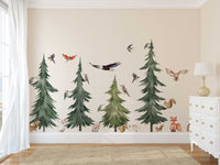 Large Forest Tree Wall Decal - Watercolour Wall Sticker, Nursery Mural, Forest Wall Decal, Peel and Stick Tree Decal - Clickwalls