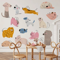 Hand Drawn Dogs Nursery Wall Decals - Cute Puppy Wall Stickers for Baby Room Décor & Kids Bedroom Art - Clickwalls