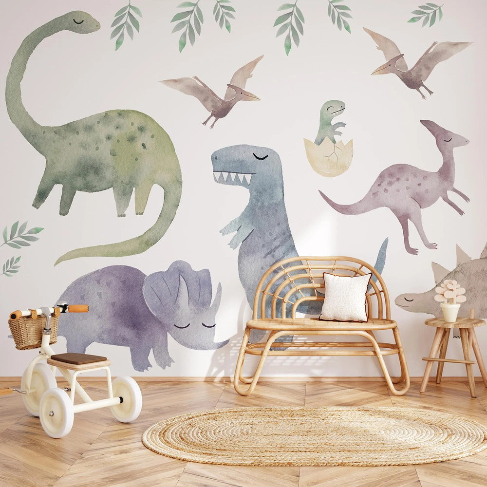 Big Dinosaur Wall Decal - Watercolour Decal Set - Nursery wall sticker - Clickwalls
