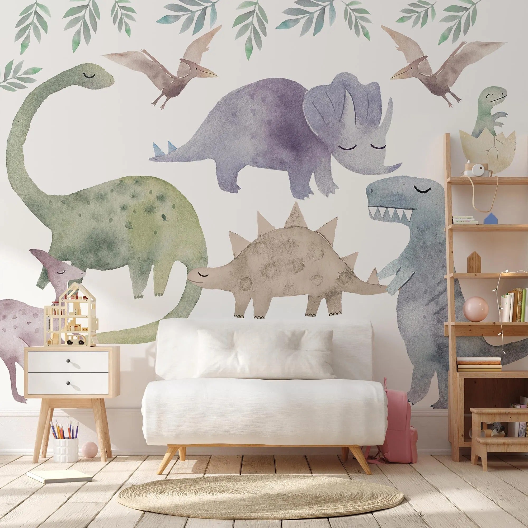 Big Dinosaur Wall Decal - Watercolour Decal Set - Nursery wall sticker - Clickwalls